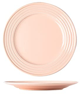 TUNOFUN Speiseteller, 20,3 cm, rund, Keramik, für Salat, Pasta, Obst, Vorspeisen, Desserts, Weihnachtsteller, Weihnachtsteller, 2er-Set, Grün/Grau/Beige/Rosa