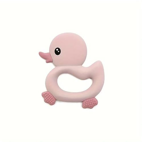 BABYZOCO Juguete Para Bebe Pato Dentición, Mordedor Bebe, Mordedor forma de Pato, Pato de dentición para infantes, sin BPA, Apto para 3 a 24 meses, Longitud 10 cm, Diseño Pato Rosa
