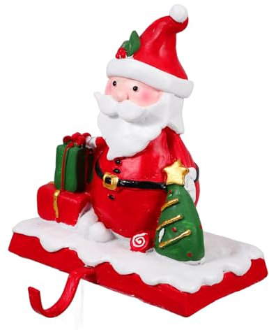 TOPBATHY Weihnachtsstrumpfhalter Mit Weihnachtsmann- Weihnachtsstrumpf-aufhänger Kaminsims-haken Weihnachtsstrumpf-befestigungsdekor