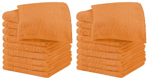 IlGruppone Set 20 Pezzi Lavette Asciugamani Viso Mani 100% Cotone 490 Gsm 30x30 Cm Bagno Bidet Vari Colori Morbide Assorbenti Asciugamano Spugna Ospite - Arancione - 30x30 cm