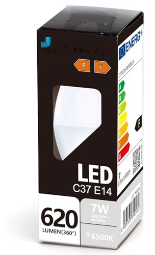 Blendend LED-Leuchtmittel C37, E14, 7 W, 6500 K, energieeffizient, kaltweißes Licht, ideal für Allgemeinbeleuchtung und moderne Umgebungen.