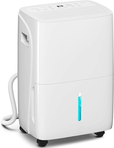 HOMCOM 30L/Day Dehumidifier with Auto-Clean Filter, Continuous Drainage, 4L Water Tank, 24H Timer, Digital Humidity Display, Dehumidifier for Home Damp, Bedroom, Condensation, Mould, Laundry Drying