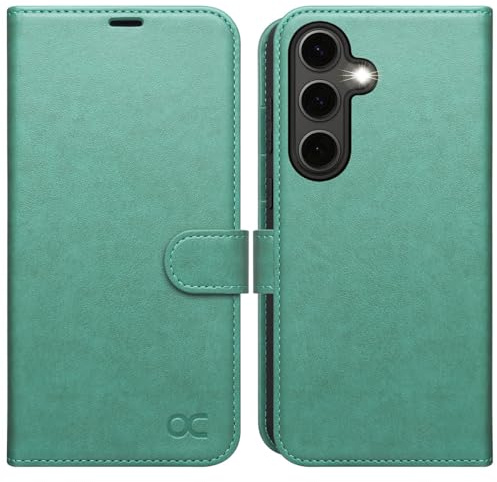 OCASE for Samsung Galaxy S24 FE Case, Premium PU Leather Wallet, Green | RFID Blocking, Card Holders, Kickstand, Shockproof TPU Inner Shell, Flip Phone Cover for Galaxy S24fe 5G 2024