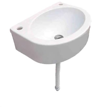 XRB2050 Lavandino a Muro in Resina, 45x34x14.5cm/17.7x13.4x5.7inch Lavandino in Plastica, Lavandino Bagno Ovale per Piccolo Guardaroba Bagno Wc Degli Ospiti Bianco