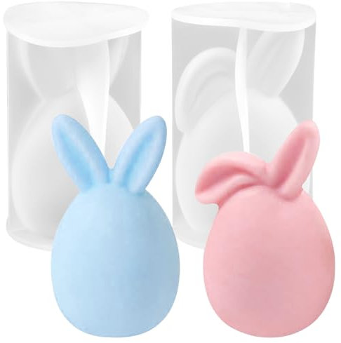 2 Pezzi Stampi per Candele in Silicone Pasqua, Stampo per candele in silicone 3D,Stampo in Silicone per Candela Coniglio Pasquale, Coniglietto Candela per Candele Pasqua Aromaterapia Cioccolato