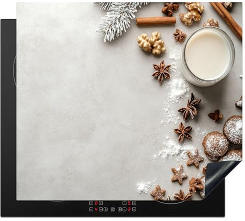 KitchenYeah© Protector Vitroceramica 60x52 cm Tapa para induccion Placa Encimera Cubre de Protectora Cocina Hierbas - Invierno - Leche - Hormigón