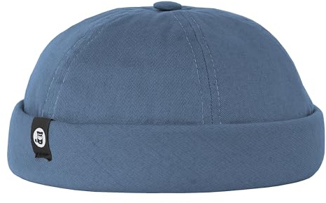 HANSEHELD Herren Docker Cap Baumwolle - Blau - Kurz Flach Fischermütze
