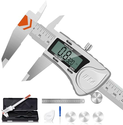 HARDELL IP54 Digital Caliper 150mm/6 Inch, Stainless Steel Digital Vernier Calipers with Inch/MM/Fraction Conversion, Large LCD Measuring Tool for Engineering, Automotive, DIY & Woodworking