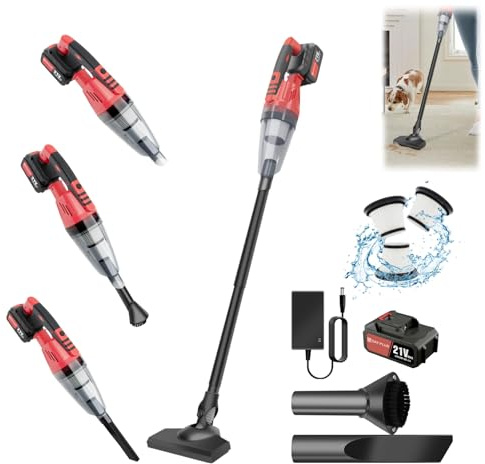 Portable Cordless Vacuum Cleaner, 2-in-1 Wet & Dry Handheld Vacuum Cleaners with 3 Filters&LED, Rechargeable, Lightweight, for Car, Home Floors, and Pet Hair(1 Battery)