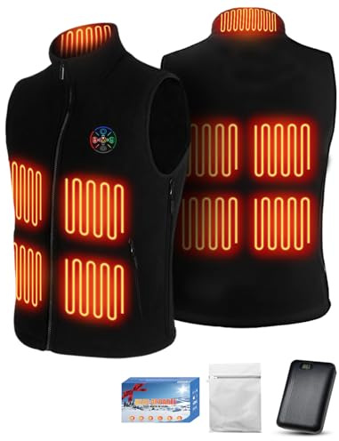 Heated Gilet for Men and Women with 20000mAh Power Bank, Heated Body Warmer and Heated Vest with 9 Heating Zones & 3 Adjustable Temperature, Heating Waistcoat Jacket for Cycling, Snow Sports, XL
