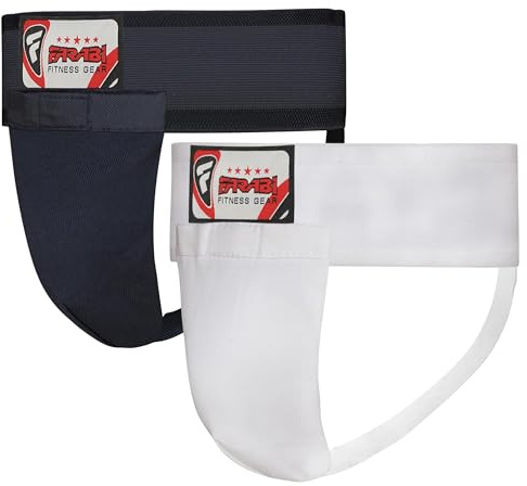 Farabi Barn Ljumskskydd ålder 5–12 år Boxning Kickboxning, Krav Maga Träningsskydd för ljumsken (2-pack, XS, Svart/Vit)