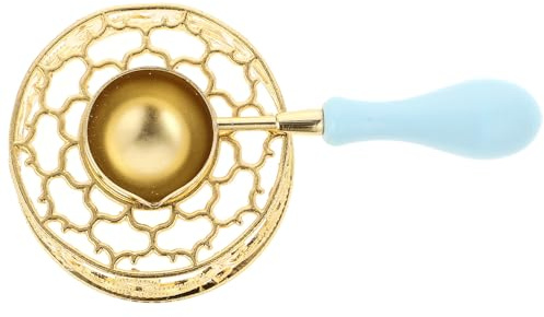 WRITWAA Siegelwachsofen Satz mit Metall Wachswärmer und Schmelzlöffel Retro Wachsschmelzofen In Gold mit Kerzenhalter Robustes PP Material für Briefumschlag Siegel und Basteln