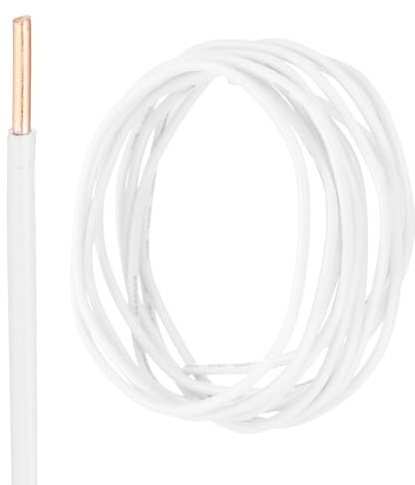 QUARKZMAN 10 Fuß Elektrischer Draht Isoliert Fester Kupfer 12 AWG Anschlussdraht Kabel THHN Draht Wohnbereich Industrie Erdung Elektrisch Bewertet Für 600 Volt UL Gelistet Weiß