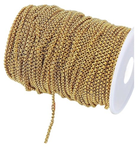 AMENGJ Catena a Palline Catene di Perline in Acciaio Inossidabile for la creazione Gioielli Fai da Te, collane, bracciali e Accessori(Color 5,2Meters)