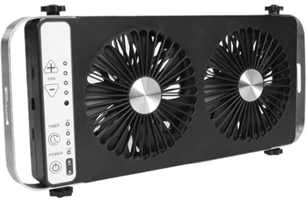 KOROBIE Ventilatore, Aspiratore, Ventilatore da tetto silenzioso 12 V, dissipatore di calore scarico, doppio ventilatore reversibile for finestra con impostazione a 4 velocità for camper(Noir)