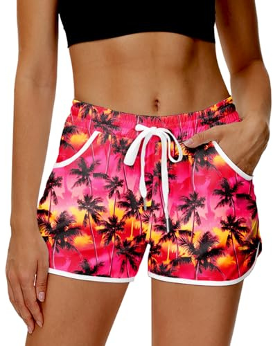 Arankhiger Womens Summer Beach Shorts Quick Dry Swim Shorts Lightweight Boardshorts with Pockets