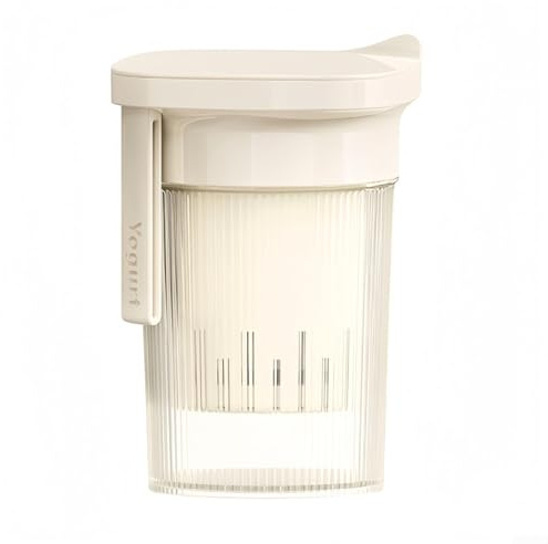 SelfMade Passoire à yaourt avec maille fine pour égoutter le lactosérum et créer du yaourt grec crémeux à la maison, design compact adapté pour le stockage du réfrigérateur (beige)