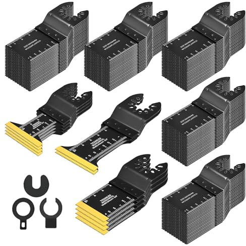 110 pcs Oscillating Multi Tool Blades Set, Titanium Multitool Saw Blades Professional Kit for Wood Metal Plastic, Compatible with for Dewalt, Milwaukee, Makita, Ryobi, Rockwell, Bosch