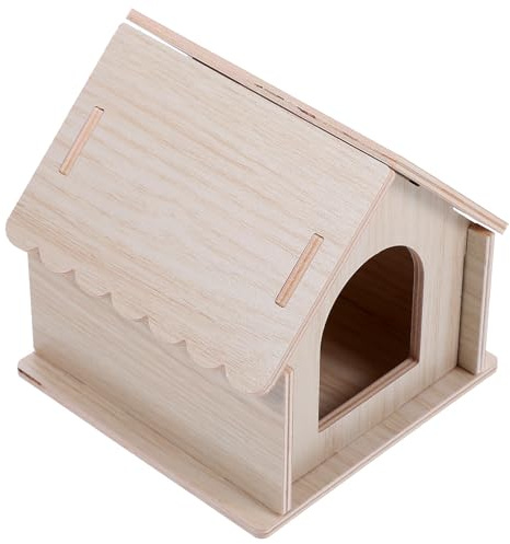 Kichvoe Cachette en Bois pour Hamster et Petit Hérisson, Maison d'exercice et Refuge Naturel, Habitat Confortable pour Petits Animaux en Bois Solide