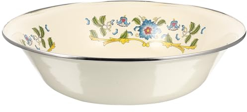 Alipis Cuenco de Sopa Esmaltado Vintage Blanco de 30cm, sin Rebabas Diseño de Asa Tapa, Adecuado para Vajilla de Cocina y Obsequio de Inauguración de Casa