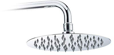 Relaxdays Soffione doccia tondo telefono doccia a pioggia 200 mm acciaio inox specchio lucido 1/2” argento