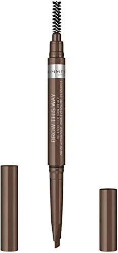 Rimmel London Matita Sopracciglia Fill&Sculpt di Brow This Way - Matita Automatica a Lunga Durata con Pettinino - Dark Brown - 0,4 g