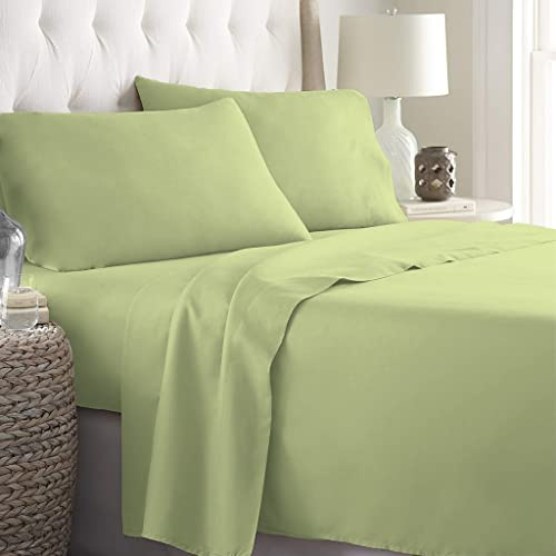 LARA MORADA - Set Completo Lenzuola Matrimoniali, 100% Cotone, Made In Italy, Tinta Unita, Per Letto Matrimoniale 2 Posti, Verde Salvia
