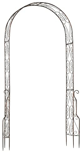 Outsunny Arche de Jardin Arche à rosiers Style Fer forgé dim. 120L x 30l x 226H cm métal époxy Noir Vieilli cuivré