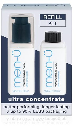 men-ü FEUCHTIGUNGSLIFT REFILL KIT, bis zu 330 Anwendungen, Vegan, Ultra-Konzentrat, Langlebig, After Shave Balsam, Nicht Fett, Minze und Menthol