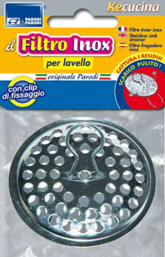 Parodi & Parodi Universel INOX pour évier avec Clip de Fixation, Filtre Capture Les résidus déposés dans l'évier, Neutre, Standard