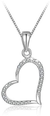 MENDOZZA Herz Kette 925er Sterling Silber Damen-Kette Herzchen Anhänger Silber 50 cm