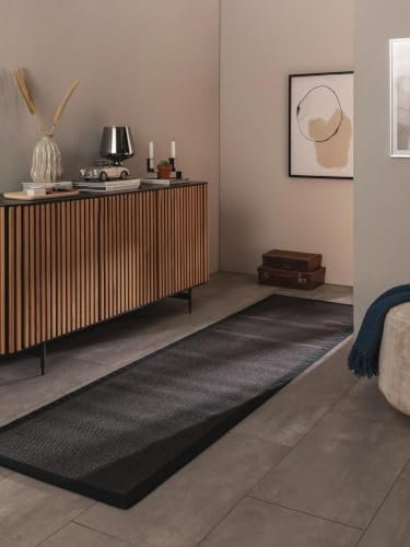 benuta Nest Sisal Naturfaser Teppich Sana - Schwarz 70x240 cm - Robuster Teppich für Esszimmer & Wohnzimmer - 100% Sisal Naturfaser - Zeitloses Design
