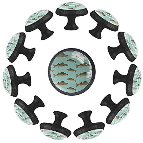 Walleye - Manopole per cassettiera, in vetro, 35 mm, con viti, per casa, ufficio, 12 pezzi