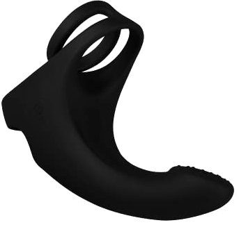 EIS, Vibrator, 'Gebogener Analvibrator inkl. Penisring, 14 cm', wasserdicht, wiederaufladbar, hautfreundliches Silikon
