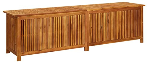 Gecheer Akaciaträ massiv trädgård förvaringsbox förvaringsbox kuddlåda trädgårdslåda, kuddekista, trädgårdsmöbler, kista, låda, 200 x 50 x 58 cm (B x D x H) med 2 gastrycksfjädrar