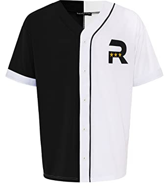 Two Tone T-shirt de baseball en jersey, Noir et blanc., XL