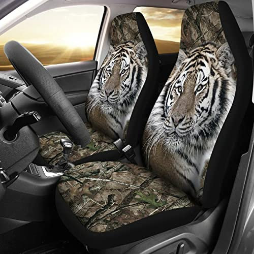 456 Autositz Schonbezug Weißer Tiger-Jagd-Camouflage-Muster Auto-Zubehör Klassisch Sitzbezüge Set Universal Für Anhänger, Wohnmobil, Wagen, 52X138Cm