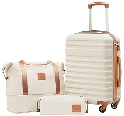 COOLIFE 3-Piece Suitcase Set, 20 inch Luggage Set for EasyJet, Lightweight