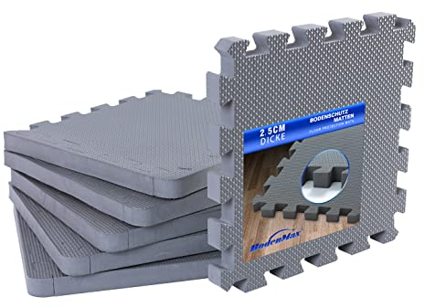 BodenMax Dicke Sportmatte Puzzlematte rutschfeste Schutzmatten Fitness Pool Unterlegmatte | 30x30x2.5cm grau | 18 Stück