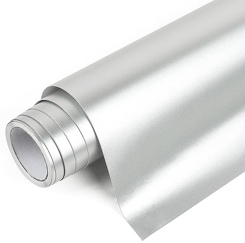 IModeur Galvanisiert Plotterfolie Vinyl Grau Silber - 30,5 x 214 cm Vinylfolie Plotter Silber für Silhouette Cameo, Selbstklebendes Vinyl für Scrapbooking, Schilder und mehr