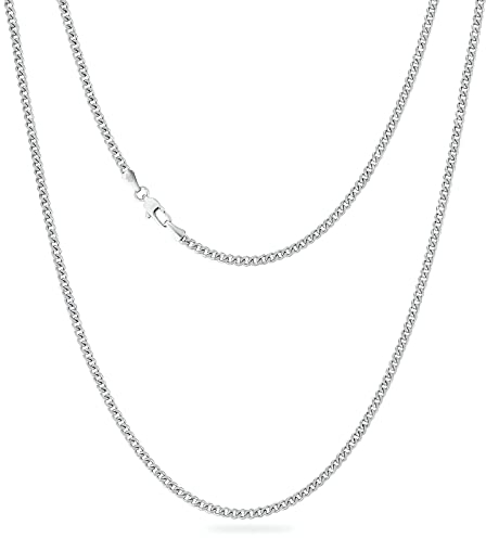 KRKC&CO 3mm Kette Damen, Herren Edelstahl Panzerkette mit Diamantschliff, Silbrig Cuban Link Chains Silberkette, Geschenke für Frauen Mädchen Männer Jungs, [Länge 50,8cm]