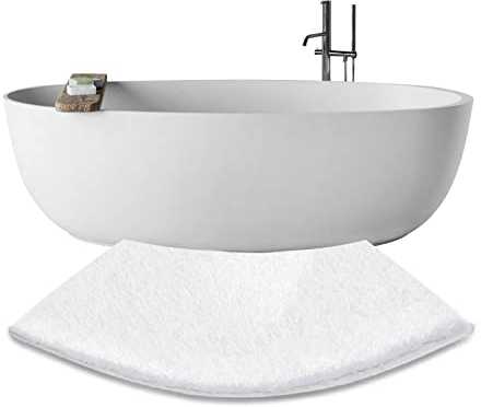 PRELGOSP Duschvorleger Eckdusche Duschvorleger, Duschmatte Halbrund Saugfähige rutschfest, Gebogene Duschmatte aus Mikrofaser Perfekt an Eine Runddusche Anpasst, 45x100cm