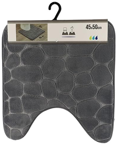 LiKeKa® WC-Vorleger mit Ausschnitt, Weicher Badezimmerteppich rutschfest& Maschinenwaschbar, Badteppich mit Memory Foam&Mikrofaser aus Polyester, Badvorleger 45x50 cm für die Toilette (Dark Grey)