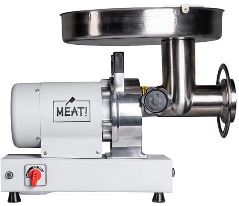 MEAT! 1 HP Pro-Grade Meat Grinder #22 with Coarse and Fine Grinding Plates, Stainless Steel, For Meat Grinding, Sausage Stuffing, and Processing