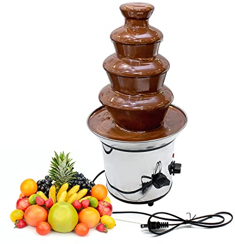 Máquina eléctrica de fuente de fondue de chocolate de acero inoxidable de 4 niveles, máquina calentadora de inmersión de chocolate de 18 , capacidad de 1 kg, caliente for chocolate, caramelo, mantequ
