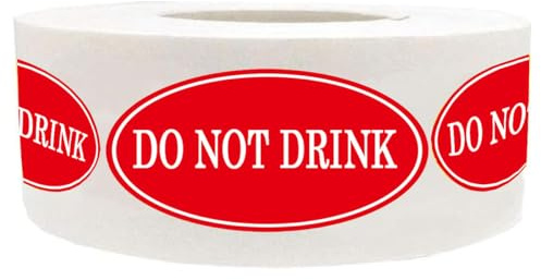 Do Not Drink Warning Labels Stickers,Fluorescent Red Do Not Drink Medical Label Sign Decals,Safety Warning Label,500 Pcs Per Roll