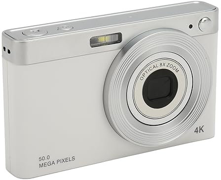 Videocamera 4K da 50 MP, Piccola Fotocamera Compatta per Fotografia con 16X con Messa a Fuoco Automatica, Schermo IPS, Anti-vibrazione, Schermo da 2,88 Pollici, Batteria da
