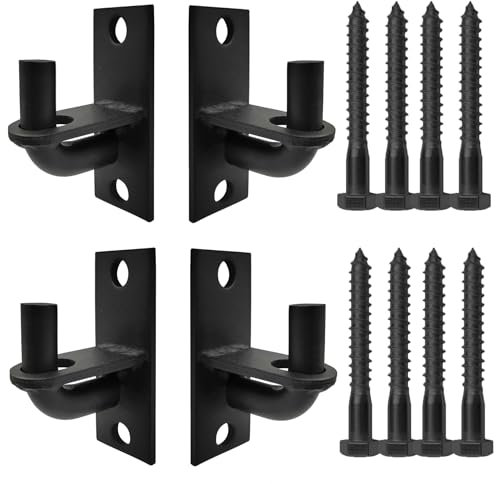 4 Pack Wall Mount Gate Hinges with Screws, Heavy Duty Farm Gate Hinges, Chain Link Fence Gate Hinges Fence Post Chain Link Gate Hinge with 5/8 Hinge Pin Black