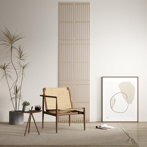 Wandpaneele aus Echtholz, 6er Set, Akustikpaneele Holz, handgefertigte Wandpaneele, Holzpaneele Wand, Japandi, Skandi-Stil, Lamellenwand, dekorativ, einfache Montage, Tapete Alternative (naturfarben)