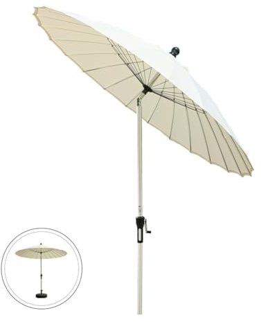 250 cm Rund Shanghai Sonnenschirm, Sonnenschutz UV-Schutz, Balkonschirm Gartenschirm Marktschirm, Aluminium Terrassenschirm mit Kurbel und Kippwinkel